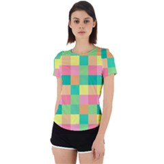 Checkerboard Pastel Square Back Cut Out Sport T-shirt by Grandong