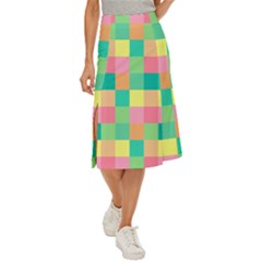 Checkerboard Pastel Square Midi Panel Skirt by Grandong