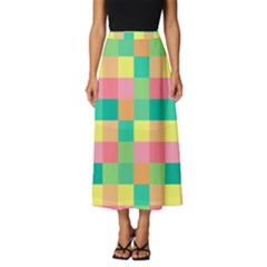 Checkerboard Pastel Square Classic Midi Chiffon Skirt by Grandong