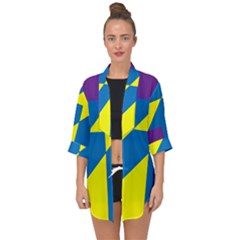 Colorful Red Yellow Blue Purple Open Front Chiffon Kimono by Grandong