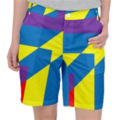 Colorful Red Yellow Blue Purple Women s Pocket Shorts by Grandong