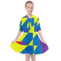 Colorful Red Yellow Blue Purple Kids  All Frills Chiffon Dress by Grandong