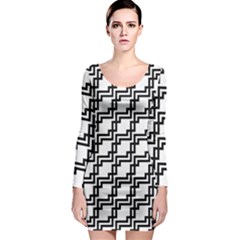 Pattern Monochrome Repeat Long Sleeve Bodycon Dress by Apen