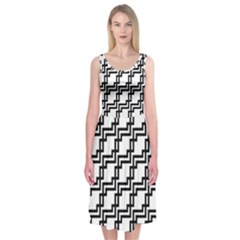 Pattern Monochrome Repeat Midi Sleeveless Dress by Apen