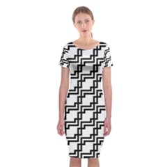 Pattern Monochrome Repeat Classic Short Sleeve Midi Dress by Apen