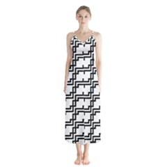 Pattern Monochrome Repeat Button Up Chiffon Maxi Dress by Apen