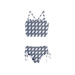 Pattern Monochrome Repeat Girls  Tankini Swimsuit by Apen