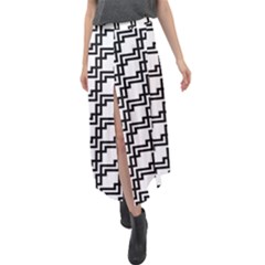 Pattern Monochrome Repeat Velour Split Maxi Skirt by Apen