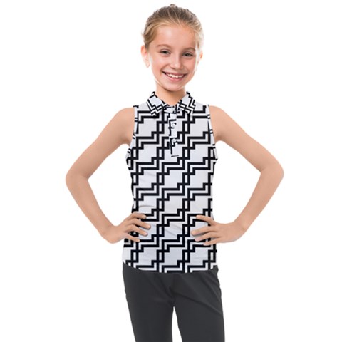 Pattern Monochrome Repeat Kids  Sleeveless Polo T-shirt by Apen