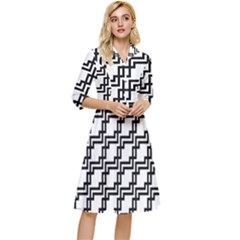 Pattern Monochrome Repeat Classy Knee Length Dress by Apen