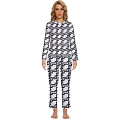 Pattern Monochrome Repeat Womens  Long Sleeve Lightweight Pajamas Set by Apen