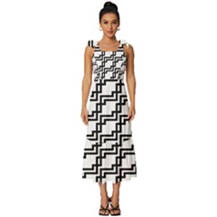 Pattern Monochrome Repeat Tie-strap Tiered Midi Chiffon Dress by Apen