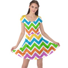 Chevron Pattern Design Texture Cap Sleeve Dress by Apen