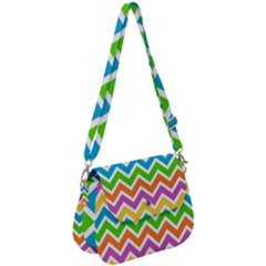 Chevron Pattern Design Texture Saddle Handbag by Apen