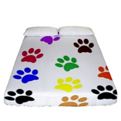 Pawprints Paw Prints Paw Animal Fitted Sheet (queen Size) by Apen