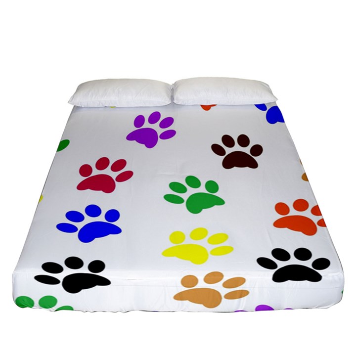 Pawprints Paw Prints Paw Animal Fitted Sheet (California King Size)