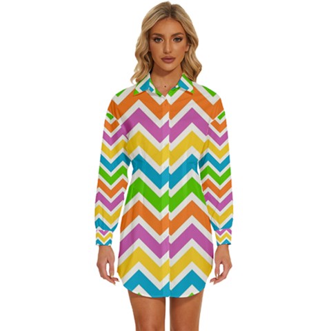 Chevron Pattern Design Texture Womens Long Sleeve Shirt Dress by Apen