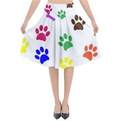 Pawprints Paw Prints Paw Animal Flared Midi Skirt by Apen