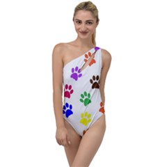 Pawprints Paw Prints Paw Animal To One Side Swimsuit by Apen