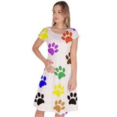 Pawprints Paw Prints Paw Animal Classic Short Sleeve Dress by Apen