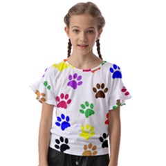 Pawprints Paw Prints Paw Animal Kids  Cut Out Flutter Sleeves by Apen