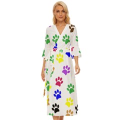 Pawprints Paw Prints Paw Animal Midsummer Wrap Dress by Apen