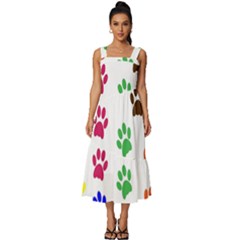 Pawprints Paw Prints Paw Animal Square Neckline Tiered Midi Dress by Apen