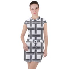 Seamless Stripe Pattern Lines Drawstring Hooded Dress by Apen