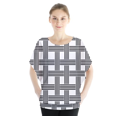 Seamless Stripe Pattern Lines Batwing Chiffon Blouse by Apen