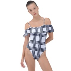 Seamless Stripe Pattern Lines Frill Detail One Piece Swimsuit