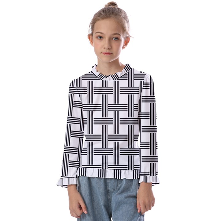 Seamless Stripe Pattern Lines Kids  Frill Detail T-Shirt