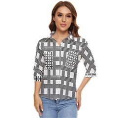 Seamless Stripe Pattern Lines Women s Quarter Sleeve Pocket Shirt