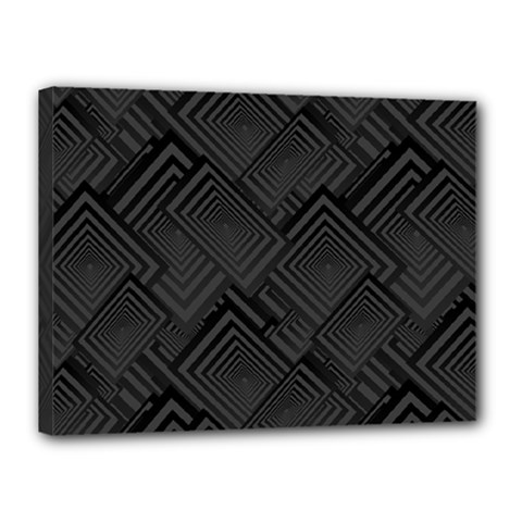 Diagonal Square Black Background Canvas 16  X 12  (stretched)