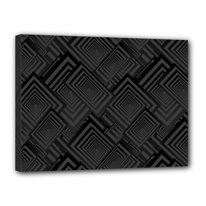 Diagonal Square Black Background Canvas 16  x 12  (Stretched)