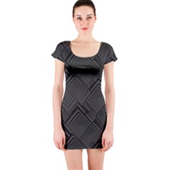 Diagonal Square Black Background Short Sleeve Bodycon Dress by Apen