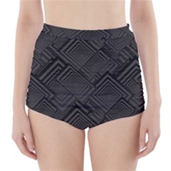 Diagonal Square Black Background High-waisted Bikini Bottoms by Apen