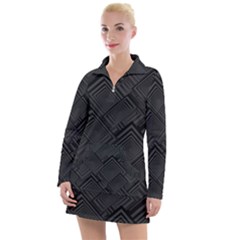 Diagonal Square Black Background Women s Long Sleeve Casual Dress