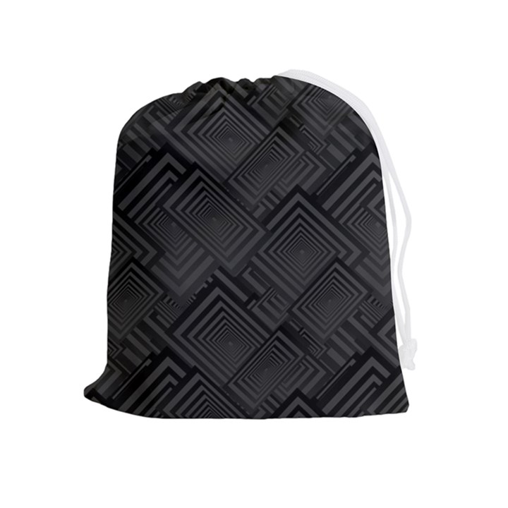 Diagonal Square Black Background Drawstring Pouch (XL)