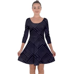 Diagonal Square Black Background Quarter Sleeve Skater Dress