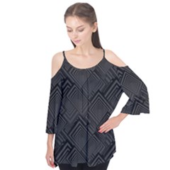 Diagonal Square Black Background Flutter Sleeve T-shirt 