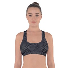 Diagonal Square Black Background Cross Back Sports Bra by Apen