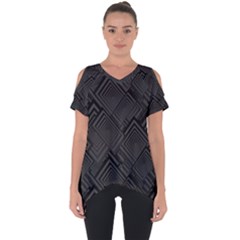 Diagonal Square Black Background Cut Out Side Drop T-shirt