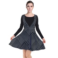 Diagonal Square Black Background Plunge Pinafore Dress