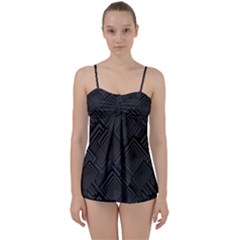 Diagonal Square Black Background Babydoll Tankini Set by Apen