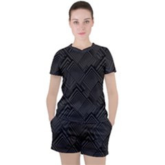 Diagonal Square Black Background Women s T-shirt And Shorts Set