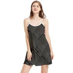 Diagonal Square Black Background Summer Frill Dress