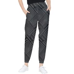 Diagonal Square Black Background Women s Tapered Pants