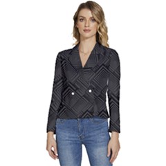 Diagonal Square Black Background Women s Long Sleeve Revers Collar Cropped Jacket