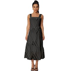 Diagonal Square Black Background Square Neckline Tiered Midi Dress