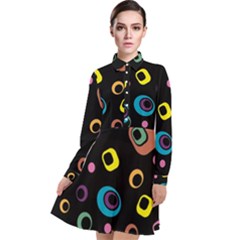 Abstract Background Retro 60s 70s Long Sleeve Chiffon Shirt Dress